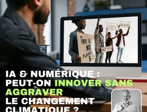 Medaillon avec le portrait en noir et blanc de Tristan Nito. Texte dans l'image : IA & NUMÉRIQUE : PEUT-ON INNOVER SANS AGGRAVER LE CHANGEMENT CLIMATIQUE ? Avec Tristan Nitot